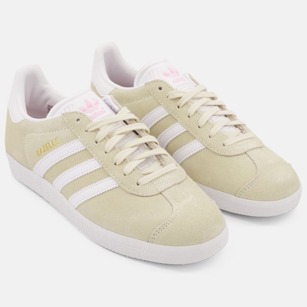 Adidas White and Green Classic Gazelle Sneakers